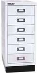 Bisley Schubladenschrank &raquo;MultiDrawer&laquo; A4, einbahnig, 6 Sch&uuml;be, mit Sockel wei&szlig;,