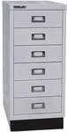 Bisley Schubladenschrank &raquo;MultiDrawer&laquo; A4, einbahnig, 6 Sch&uuml;be, mit Sockel grau,