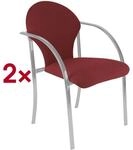 Nowy Styl 2er-Set Stapelst&uuml;hle &raquo;Visa alu&laquo; rot, 45x47 cm
