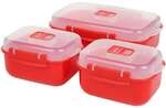 sistema 3-tlg. Mikrowellen-Set Speisebeh&auml;lter &raquo;Heat & Eat 3 Pack&laquo; rot