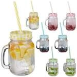 relaxdays Trinkgl&auml;ser mit Strohhalm 8er Set wei&szlig;, 10.5 cm