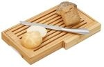 relaxdays Brotschneidebrett mit Messer braun, 40x4x24 cm