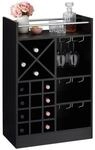 relaxdays Gro&szlig;es Weinregal mit Glashalter schwarz, 63x96x35 cm