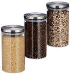 relaxdays Vorratsglas 3er Set je 1 l wei&szlig;