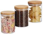 relaxdays 3er-Set Vorratsdose aus Glas 600 ml NANaturrazitur