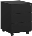 Songmics Rollcontainer mit 3 Schubladen 39/45/55 cm schwarz, 39x55x45 cm