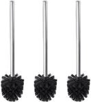 Wenko 3er-Pack WC-B&uuml;rste mit Edelstahlstiel schwarz matt &Oslash; 8 x 35 cm schwarz, 8x35