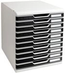 EXACOMPTA Schubladenbox &raquo;Modulo&laquo; 10 Schubladen - A4+ grau, 28.8x32x35 cm