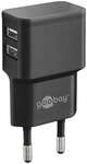 goobay Dual USB-Ladeger&auml;t 2,4 A schwarz schwarz, 3.7x2.24x7.15 cm