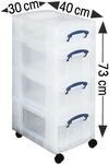 Really Useful Box Boxenturm, 4 l und 3x 9 l transparent, 40x73x30 cm