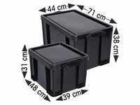 Ablageboxen-Set 84 Liter und 35 Liter schwarz, Really Useful Box, 71x38x44 cm