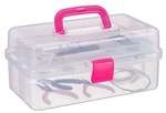 relaxdays Transparente Plastikbox pink