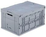 relaxdays Transportbox 60 L mit Deckel grau, 58.5x32.5x39.5 cm