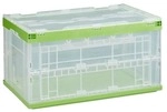 relaxdays Transparente Transportbox mit Deckel gr&uuml;n, 59.5x31.5x39.5 cm
