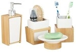 relaxdays 4-tlg. Bad-Set Bambus und Keramik braun
