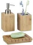 relaxdays 3-tlg. Badaccessoire-Set &raquo;Bambus&laquo; braun, 6.5x17.5x6.5 cm