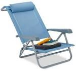 relaxdays Liegestuhl mit Nackenkissen klappbar BLilau