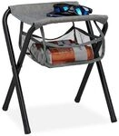 relaxdays Campinghocker faltbar mit Netztasche grau grau
