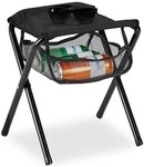 relaxdays Klapphocker bis 120 kg faltbar mit Netztasche schwarz