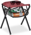 relaxdays Klapphocker bis 120 kg faltbar mit Netztasche rot