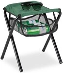 relaxdays Klapphocker bis 120 kg faltbar mit Netztasche Graun