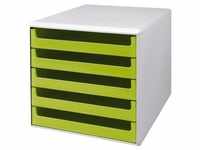 Schubladenbox mit lichtgrauer Hülle grün, M und M, 28.4x26x35.9 cm