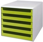 M und M Schubladenbox mit lichtgrauer H&uuml;lle gr&uuml;n, 28.4x26x35.9 cm