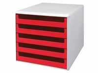 Schubladenbox mit lichtgrauer Hülle rot, M und M, 28.4x26x35.9 cm
