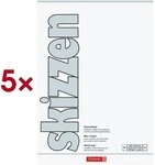 Brunnen 5x Skizzenblock A5 190g, 21.2x14.8 cm