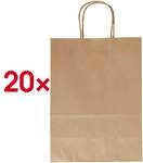 folia 20er-Pack Geschenktaschen Gr&ouml;&szlig;e L - naturfarben braun, 24x31x12 cm