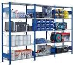 SCHULTE Lagertechnik Steckregal - Grundregal, 100 x 30 x 200 cm, verzinkt/blau grau,