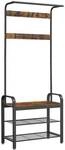 VASAGLE Garderobenbank mit 9 abnehmbaren Haken und 2 Schuhrosten HSR040 72/33,7 cm
