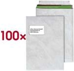 Tyvek 100er-Pack Versandtaschen &raquo;Pocket&laquo; C4 mit Fenster wei&szlig; wei&szlig;, 22.9x32.4 cm