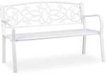 relaxdays Vintage Gartenbank f&uuml;r 2 Personen wei&szlig; wei&szlig;, 120 cm
