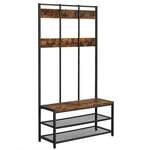 VASAGLE Garderobenbank mit Haken und Schuhrost braun / schwarz 100/40/184 cm braun,