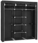 Songmics Kleiderschrank mit Stoff&uuml;berzug 150 x 45 x 175 cm Schwarz, 150x175x45 cm