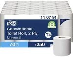 Tork Toilettenpapier Universal 2-lagig, wei&szlig; - 70 Kleinrollen (7 Pack &agrave; 10 Rollen)