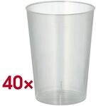 Papstar 40er-Pack Mehrweg-Plastikbecher 0,1 l unzerbrechlich transparent