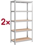 Songmics Schwerlastregal 5 Fachb&ouml;den je 120 kg 2 St&uuml;ck 90 x 40 x 180 cm silber,