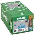 SPAX Terrassenschrauben T25 Zylinderkopf Edelstahl A4 6 x 60 mm 100 St&uuml;ck silber