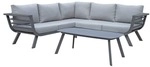 Garden Pleasure Ecksofa f&uuml;r 5 Personen mit Beistelltisch &raquo;Aurelia&laquo; grau, 208x61 cm