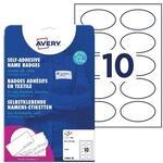 Avery Zweckform Selbstklebende Textilschild-Namensschilder oval 85x50 mm wei&szlig;