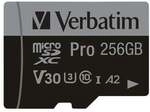 Verbatim microSDXC-Speicherkarte 256 GB &raquo;Pro U3&laquo;, 1.4x0.1x1.1 cm