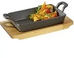 K&uuml;chenprofi Servierpfanne eckig mit Holzbrett BBQ
