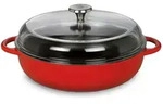 K&uuml;chenprofi Bauernpfanne rot mit hohem Glasdeckel 28 cm
