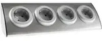 Chilitec 4-fach Steckdosenblock Edelstahl 90&deg; f&uuml;r Eck- & Aufbaumontage CHILITEC