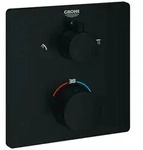 Grohe Unterputz-Armatur &bdquo;Grohtherm&ldquo; Ausladung 0 mm in matt black