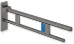 HEWI St&uuml;tzklappgriff Duo, Design B, Edelstahl, 750 mm Ausladung, links