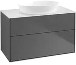 Villeroy & Boch Finion Waschbeckenunterschrank FA0, anthrazit matt lackiert / Glas