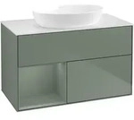 Villeroy & Boch Waschbeckenunterschrank Finion FA1, Olive Matt Lacquer / Glass White